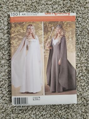 Simplicity Medieval Fantasy Dress Pattern in White and Gray #1551